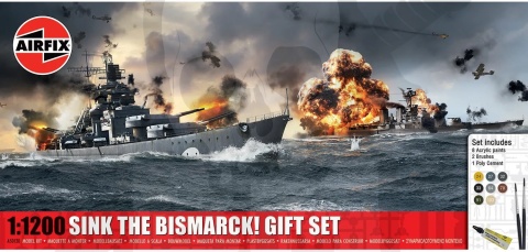 Airfix 50120 Waterline Set Sink the Bismarck 1:1200 zestaw 7 modeli okrętów