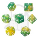 RPG Dice 2Color 7-Set Green-Yellow - zestaw kostek do gry