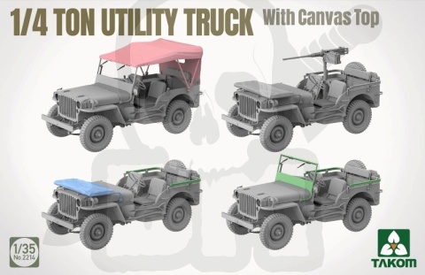 Takom 2214 US 1/4 Ton Utility Truck with Canvas Top 1:35 model samochodu