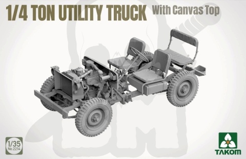 Takom 2214 US 1/4 Ton Utility Truck with Canvas Top 1:35 model samochodu