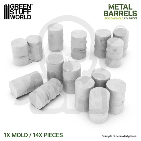 Silicone Molds - Metal Barrels 1:48 - sillikonowe formy beczki