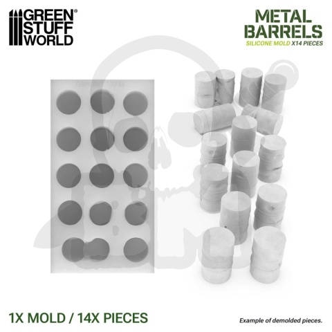 Silicone Molds - Metal Barrels 1:48 - sillikonowe formy beczki