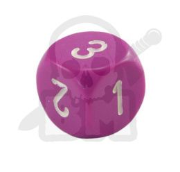 Kość kostka do gry K3 - Opaque d3 (d6 w/ 1-2-3 twice) Lt. Purple/white 1szt.