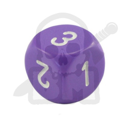 Kość kostka do gry K3 - Opaque d3 (d6 w/ 1-2-3 twice) Purple/white 1szt.