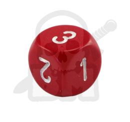 Kość kostka do gry K3 RPG - Opaque d3 (d6 w/ 1-2-3 twice) Red/white 1szt.