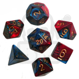 Kości RPG 7 szt. Gemini Blue-red w/gold zestaw K4 6 8 10 12 20 i 00-90 kostki+ pudełko