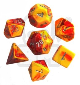 Kości RPG 7 szt. Gemini Red-Yellow w/silver zestaw K4 6 8 10 12 20 i 00-90 kostki+ pudełko