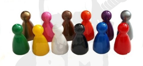 Pionki do gry - kolorowe z główką 12 szt.