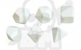 Kości RPG 6 szt bez symboli białe zestaw K4 6 8 10 12 20 Opaque Polyhedral White Set of 6 blank dice