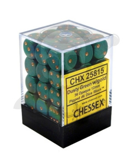 Kostki K6 12mm Chessex Dusty Green 36 szt. + pudełko