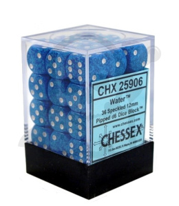 Kostki K6 12mm Chessex Water 36 szt. + pudełko