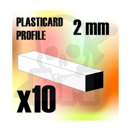 ABS Plasticard - Profile SQUARED ROD 2mm x10