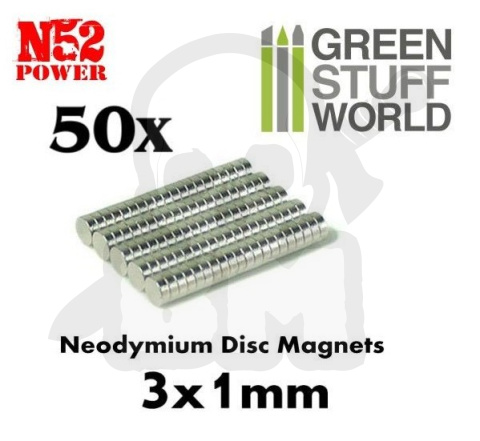 Magnesy neodymowe 3x1mm N52 50 szt.