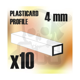 ABS Plasticard - profile SQUARED TUBE 4mm x10