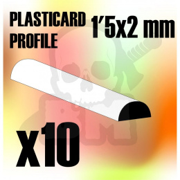 ABS Plasticard - Profile SEMICIRCLE 2 mm x10