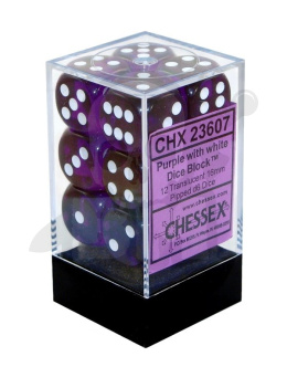 Kostki K6 16mm Translucent Purple 12szt. +pudełko
