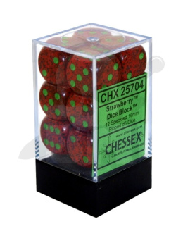 Kostki cętkowane K6 16mm spot 12szt. + pudełko Speckled Strawberry