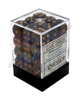 Kostki K6 12mm Chessex Black/gold 36 szt. + pudełko