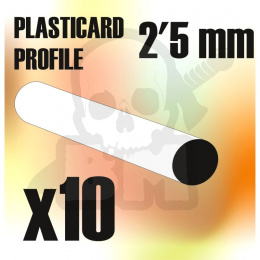 ABS Plasticard - Profile ROD 2,5mm x10