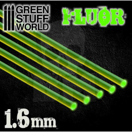 Acrylic Rods - Round 1.6 mm Fluor GREEN x5