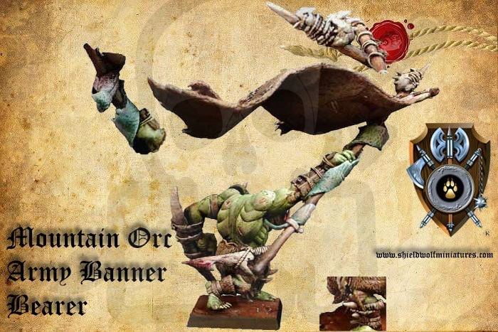 Mountain Orcs Army Banner Bearer