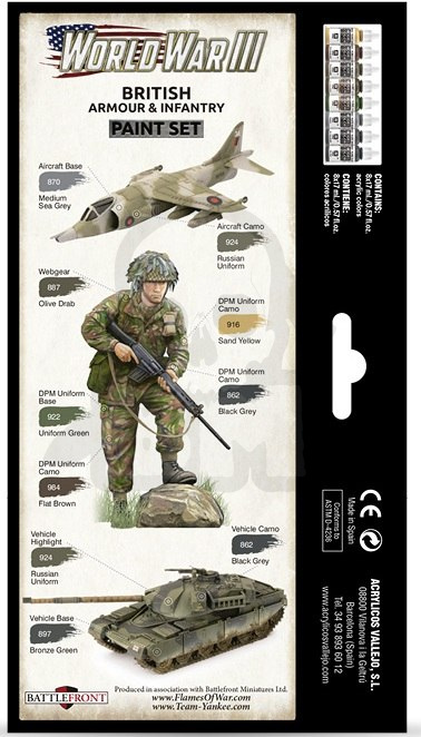 Vallejo 70222 Zestaw Model Color 8 farb - WWIII British Armour & Infantry