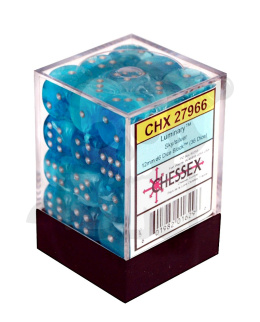 Kostki K6 12mm Chessex Luminary Sky/silver 36 szt. + pudełko