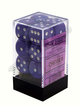 Kostki matowe K6 16mm spot fioletowe 12szt. + pudełko Purple