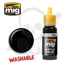 Ammo Mig 0104 Farba akrylowa Washable Black 17ml