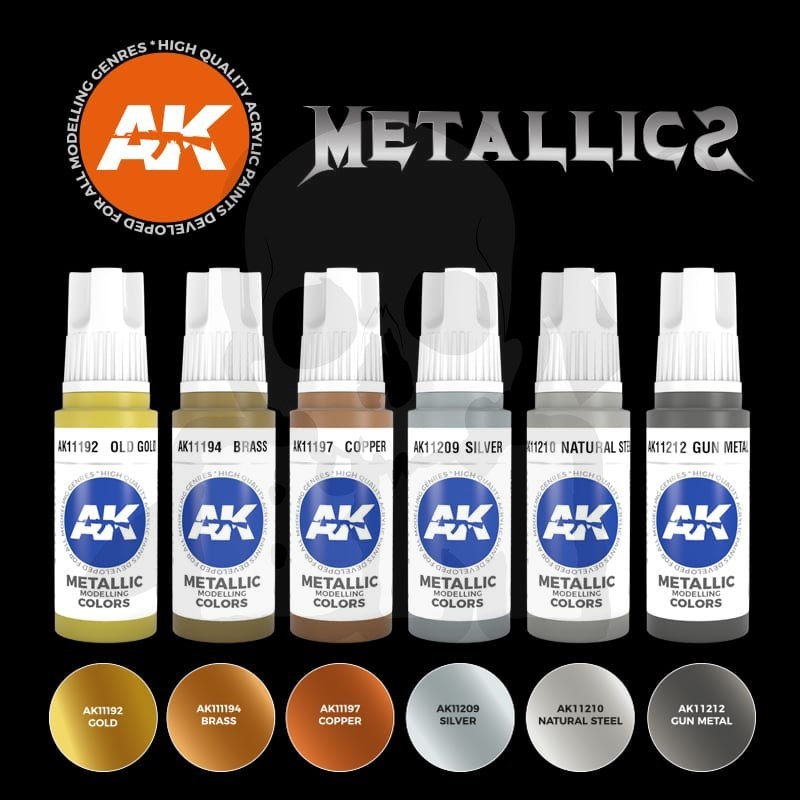 AK Interactive AK11608 Metallics Colors Set