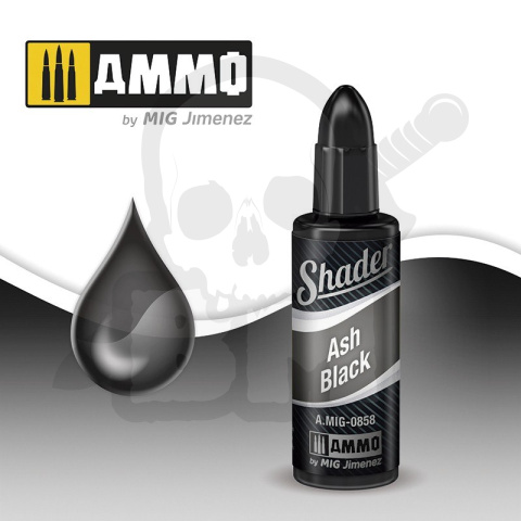 Ammo Mig 0858 Farba cieniująca Ash Black Shader