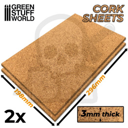 Cork Sheet in 3mm - arkusze korkowe 2szt 198x298mm