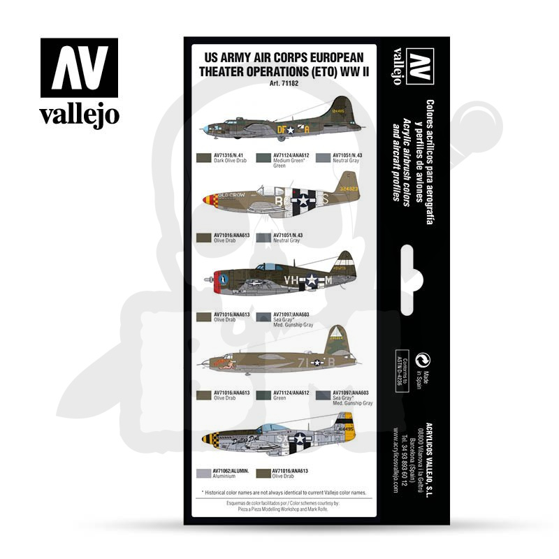Vallejo 71182 Zestaw Model Air War US Army Air Corps Colors (ETO) WWII