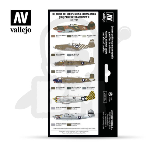 Vallejo 71184 Zestaw Model Air War US Army Air Corps Colors (CBI) Pacific Theater WWII Vallejo 71184 Zestaw Model Air War US Army Air Corps Colors (CBI) Pacific Theater WWII