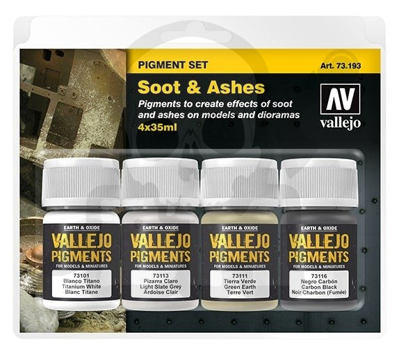 Vallejo 73193 Zestaw Pigmenty 4 kolory Soot & Ashes