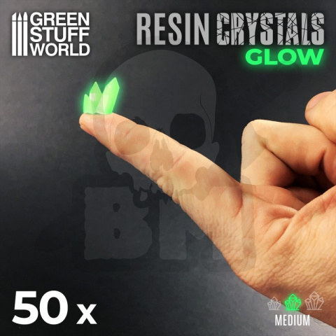 Green Glow Resin Crystals Medium - zielone kryształki 50 szt.