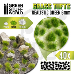 Grass Tufts - 6mm self-adhesive - Realistic Green