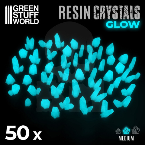 Aqua Turquoise Glow Resin Crystals Medium - turkusowe kryształki 50 szt.