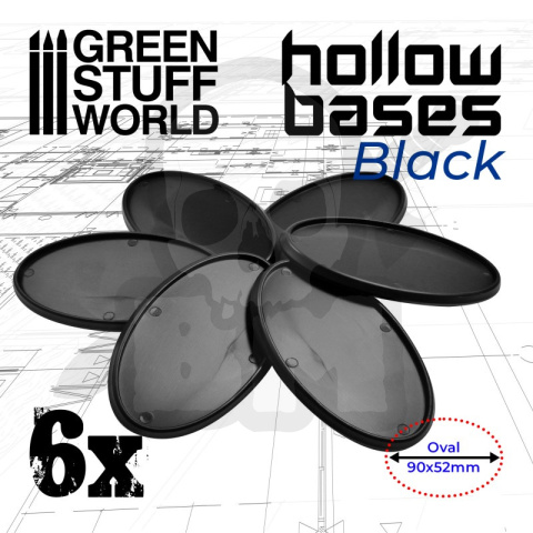 Hollow Plastic Bases Black Oval 90x52mm podstawki 6 szt.