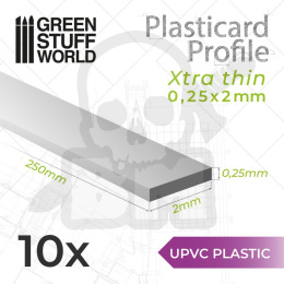 uPVC Plasticard - Profile Xtra-thin 0.25x2 mm