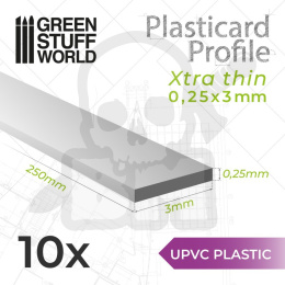 uPVC Plasticard - Profile Xtra-thin 0.25x3 mm 10szt.