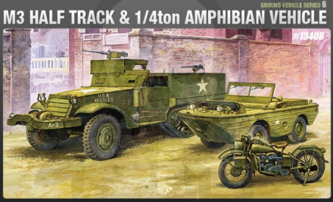 Academy 13408 M3 Halftrack + Amfibia + motocykl 1:72