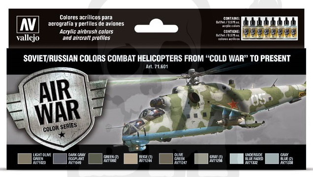 Vallejo 71601 Zestaw Model Air 8 farb Soviet/Russian colors Combat Helicopters post WWII to present