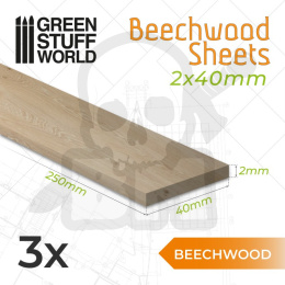 Beechwood sheet Arkusze bukowe 2x40x250mm 3 szt.