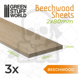 Beechwood sheet 2x80x250mm