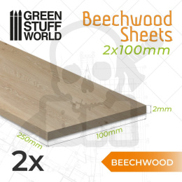 Beechwood sheet Arkusze bukowe 2x100x250mm 2 szt.