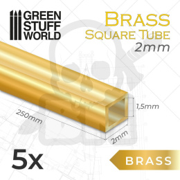 Square Brass Tube 2mm Pack x5