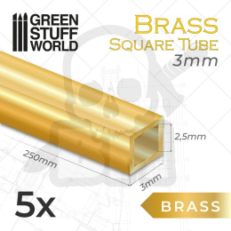 Square Brass Tube 3mm Pack x5