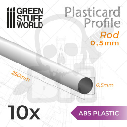 ABS Plasticard - Profile ROD 0'5mm x10