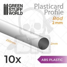 ABS Plasticard - Profile ROD 2mm x10